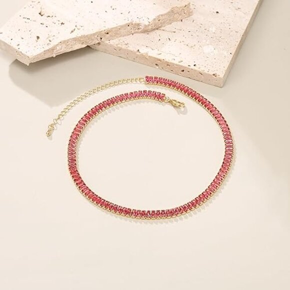 Neiman Marcus Rose Pink CZ Tennis Necklace - Picture 4 of 4